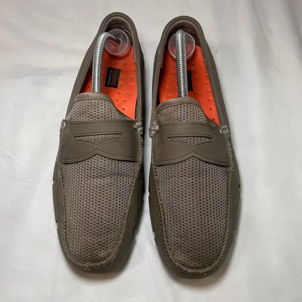 SWIMS Penny Loafers Mens Size 9 Army Green Olive Mesh Water Resistant Boat Shoes